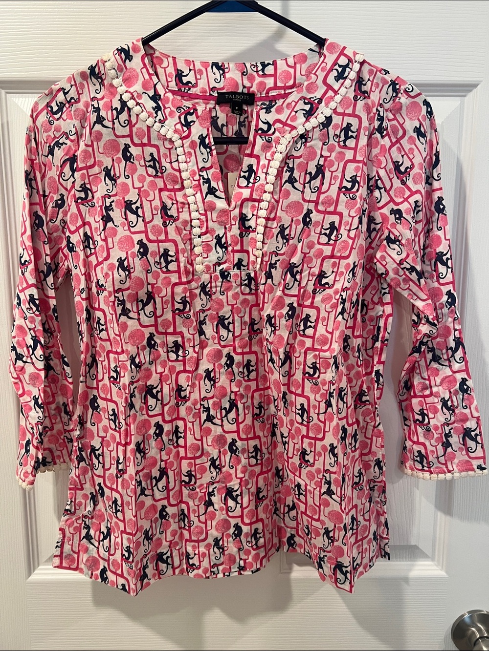 Talbots Monkey Designed Blouse Petite NWT
